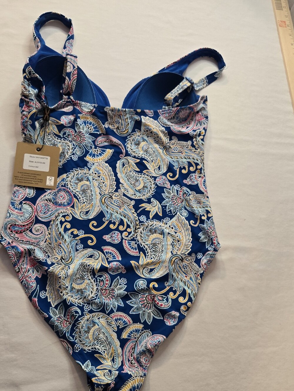 Nip Tuck Swim Blue Paisley One Piece Swimsuit US 6/8 NWT - Picture 4 of 6